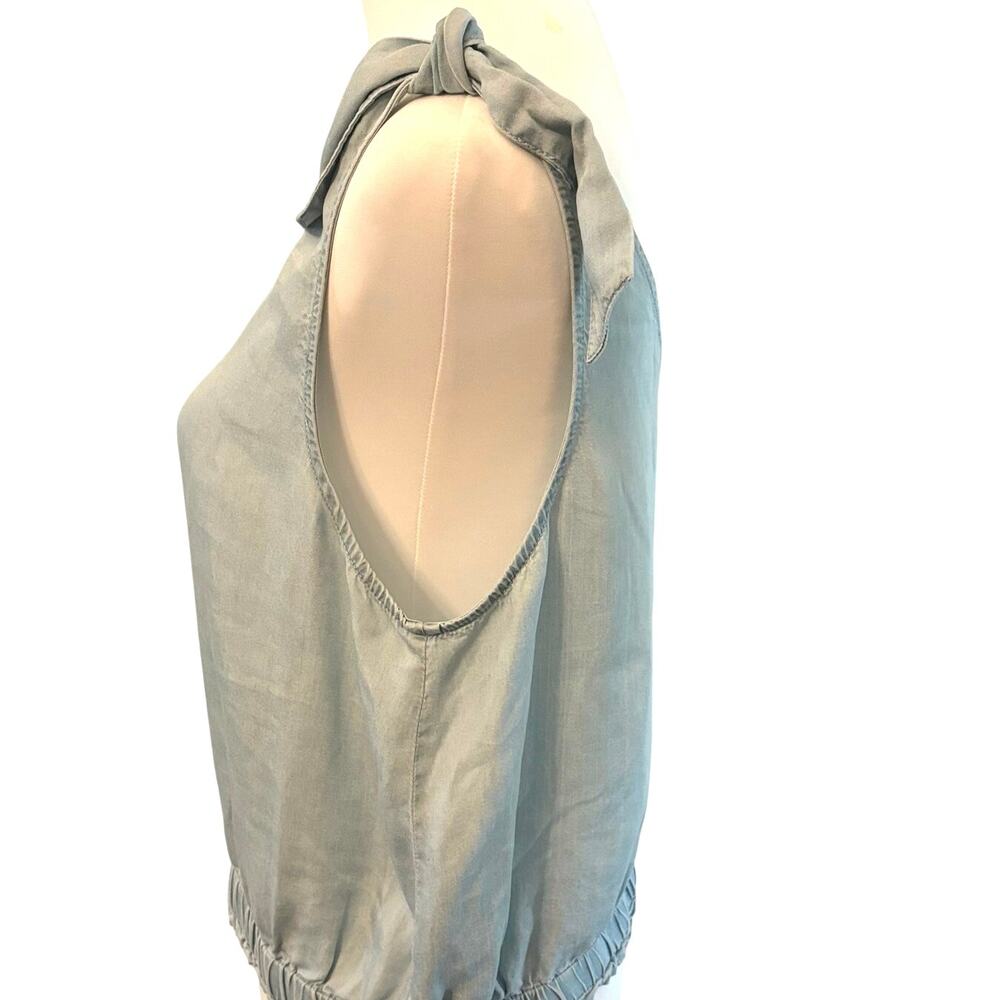 Jane + Delancey Light Blue Lyocell Tie Shoulder Crop Tank Size Large - Picture 2 of 10